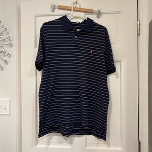Vintage Polo Ralph Lauren Short Sleeve Polo Shirt Navy Striped Soft‎ cotton Golf